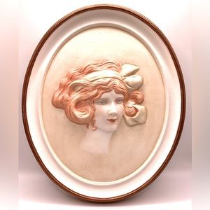 Vintage Duncan Ceramics Woman's Face Wall Art Decor by Erna Duncan 1975